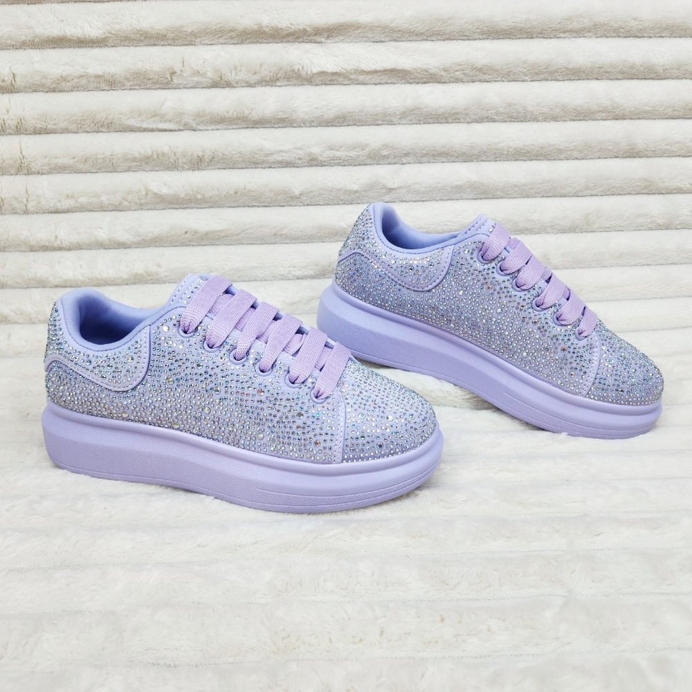 Comfy Cush Baby Lilac Purple Rhinestone Fashion Sneakers Tennis Shoes - Picture 8 of 9